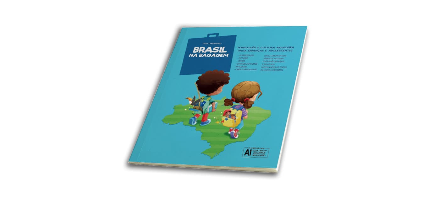 Mockup da capa do livro didático Brasil na Bagagem