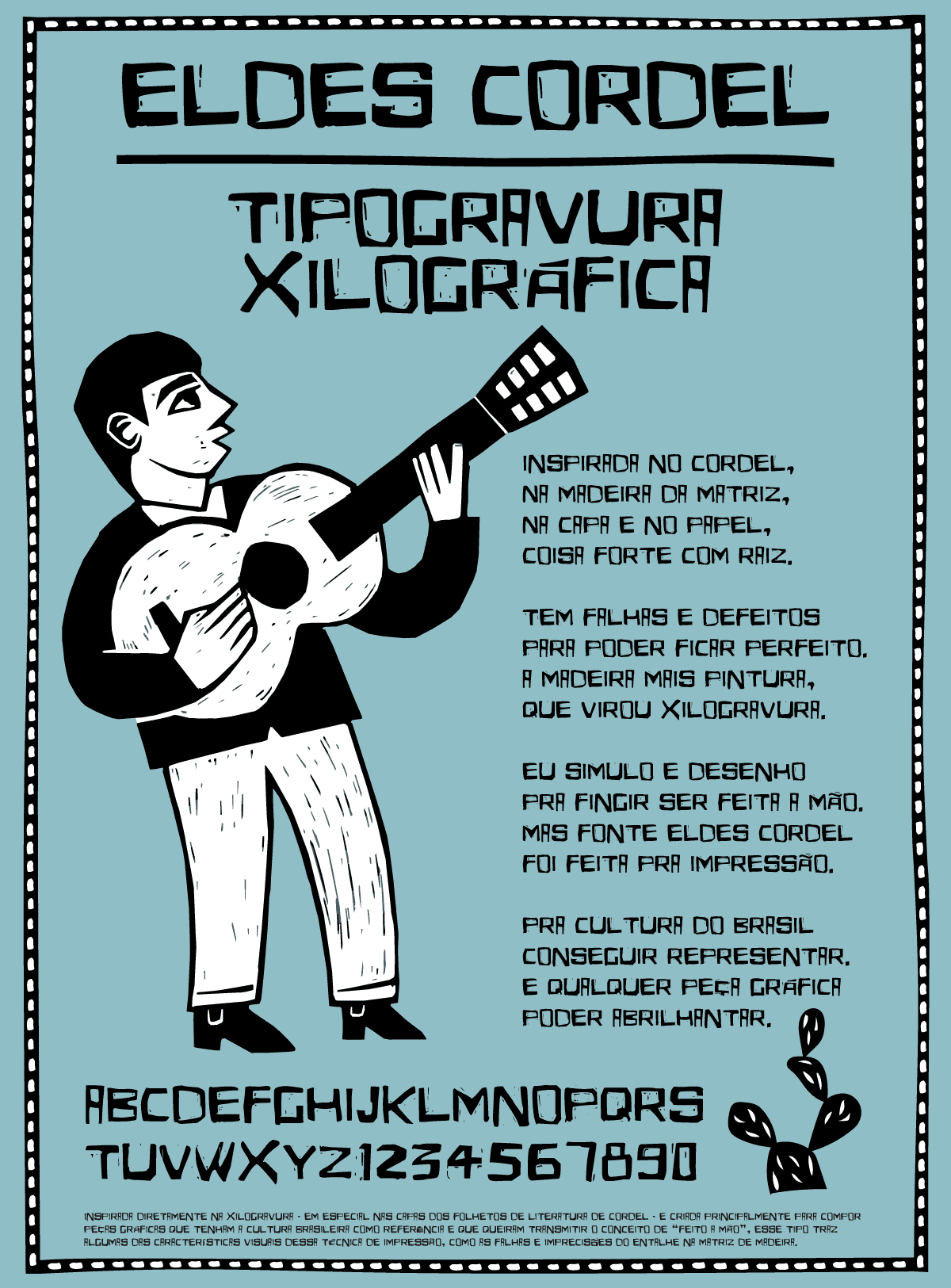 'Tipogravura xilográfica' poster — poem by Roberta Kaji typeset in Eldes Cordel