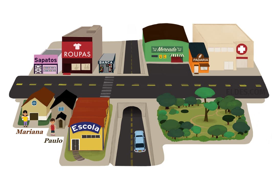 Ilustração de um mapa 3D de uma cidade