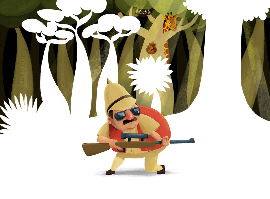 Illustration for "Os animais e o caçador"