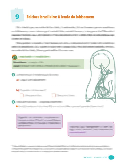 Rascunho da ilustração da página do Lobisomem