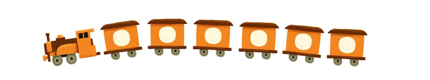 Ilustração de um trem com a letra J