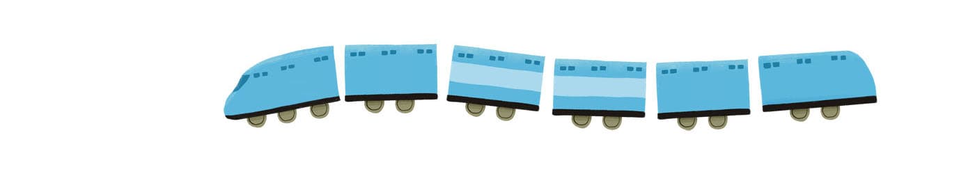 Ilustração de um trem com a letra Q