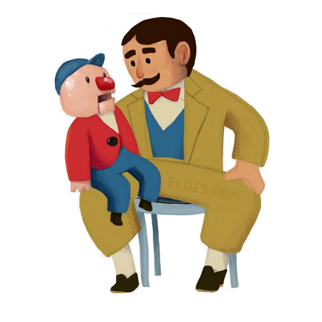 Ilustração de um ventriloquista