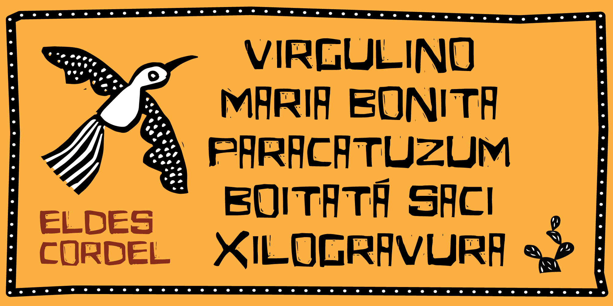 Eldes Cordel font specimen - display typeface inspired by woodcut and cordel literature